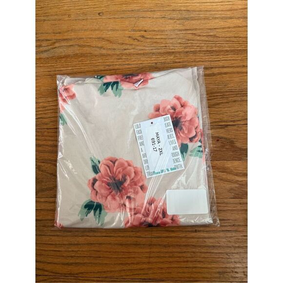 LuLaRoe Maya 2XL Cream Floral Camisole Mesh Top - Picture 2 of 5